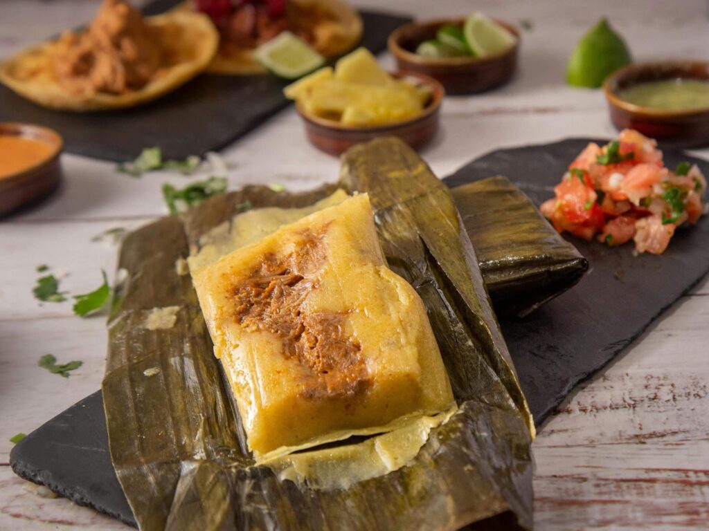 Costa Rican tamales cooked in banana leaves