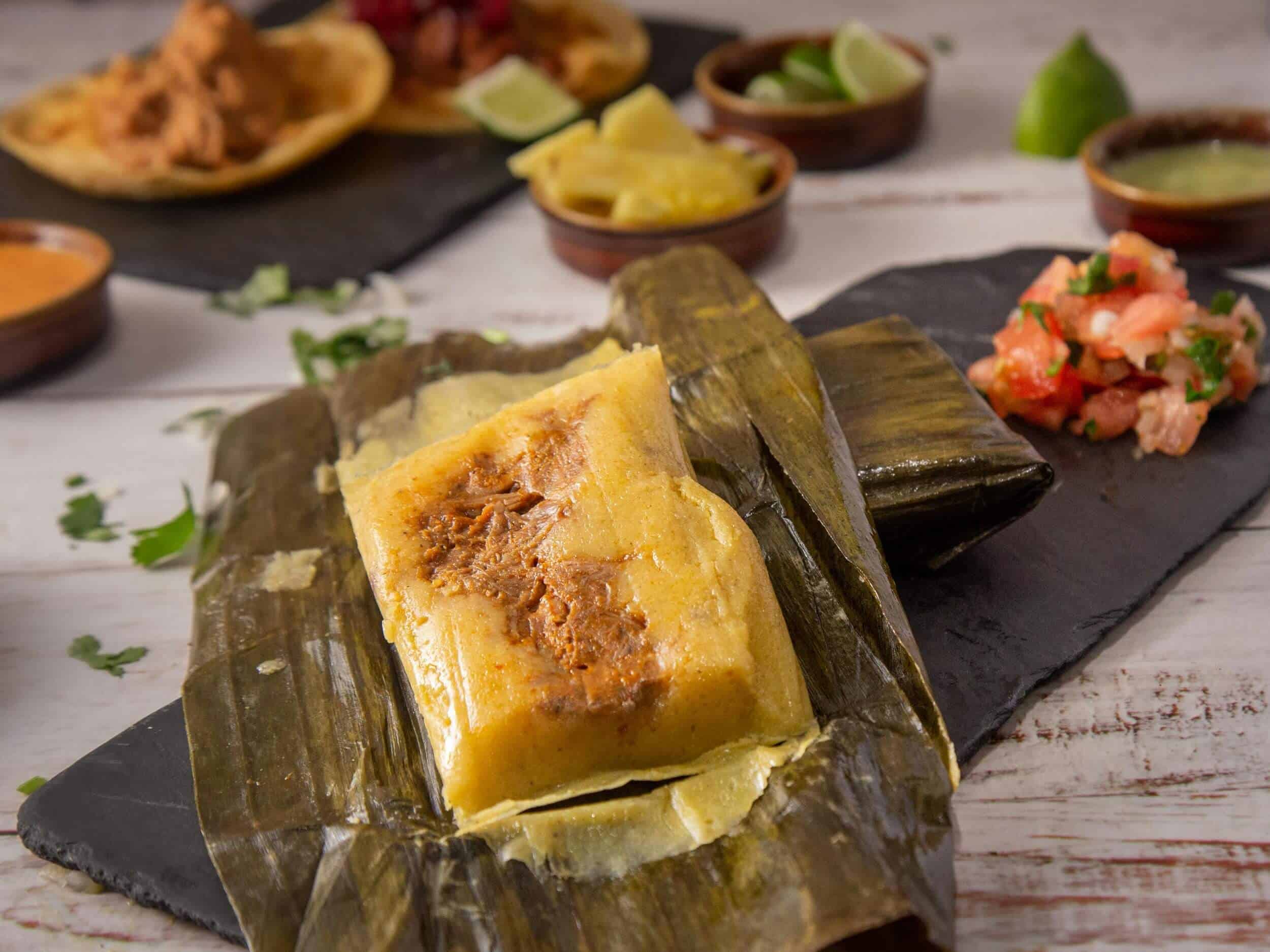 Costa Rican tamales cooked in banana leaves