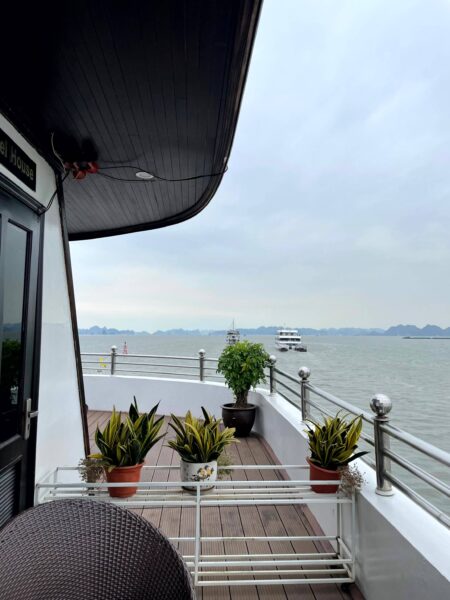 The private balcony on Athena Royal Cruise